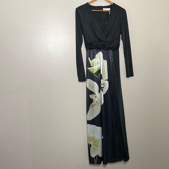 Altuzarra for Target Floral Print V-Neck Black Maxi Dress Split Front Size S - Picture 3 of 15
